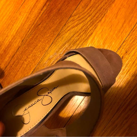 Stylish AND Trendy Stacked Heel Wedge Sandals with Wide Ankle Strap TAUPE BROWN - Picture 3 of 6